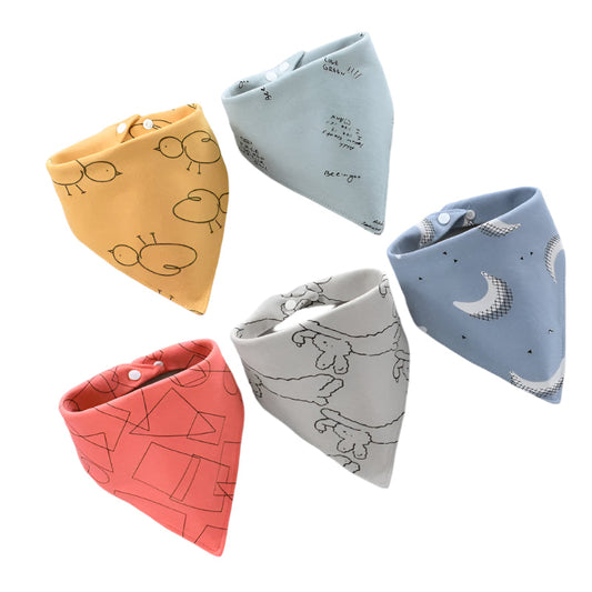 Pure Cotton Bandana Baby Bibs 5-Piece Set