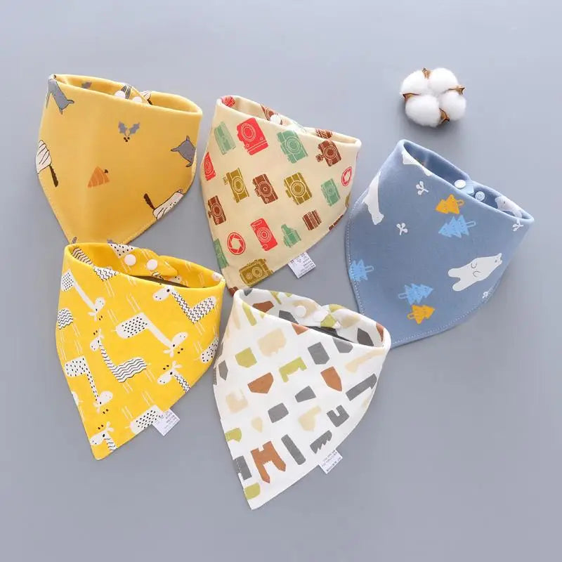 Pure Cotton Bandana Baby Bibs 5-Piece Set