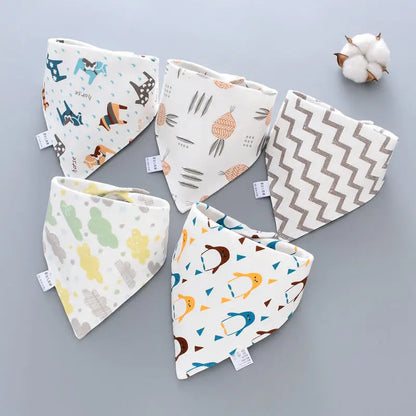 Pure Cotton Bandana Baby Bibs 5-Piece Set