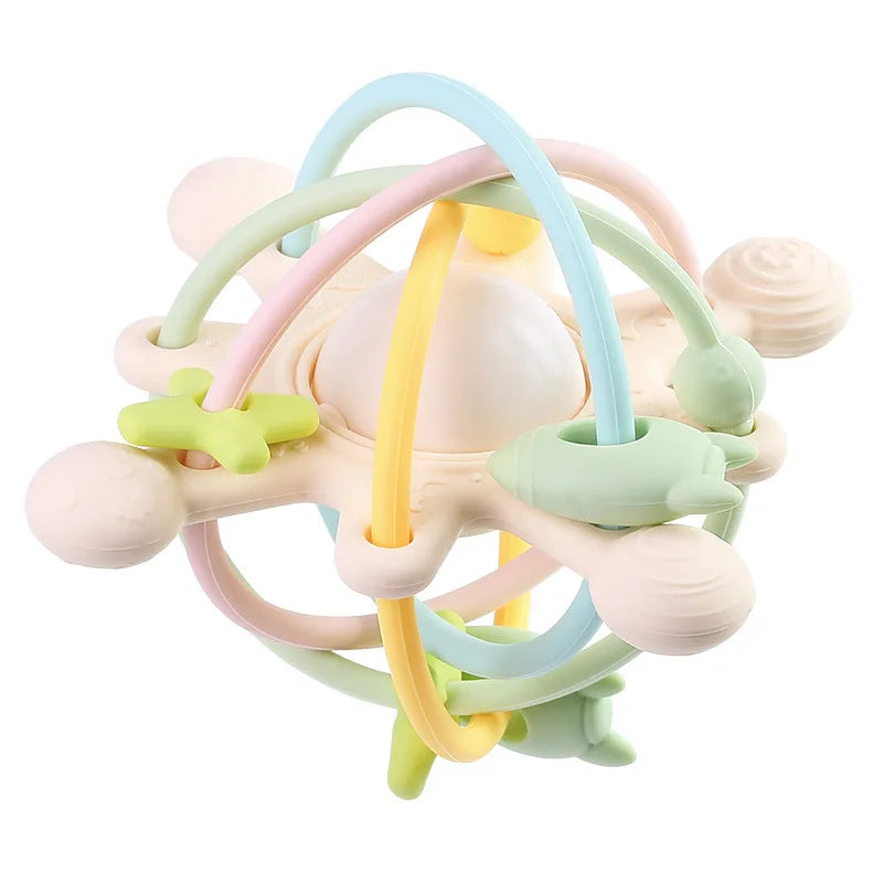 Rattle & Sensory Teether Bed Bell Silicone Montessori Ball