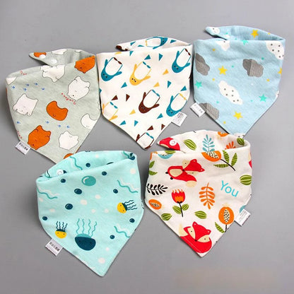 Pure Cotton Bandana Baby Bibs 5-Piece Set