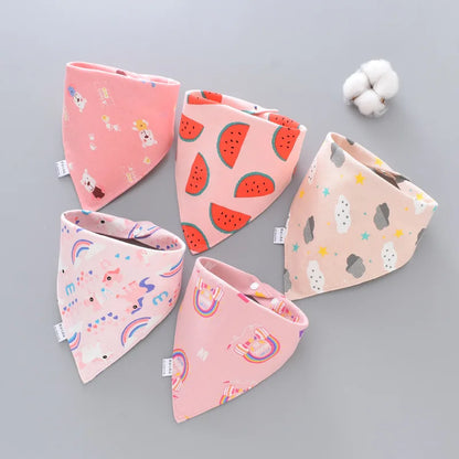 Pure Cotton Bandana Baby Bibs 5-Piece Set