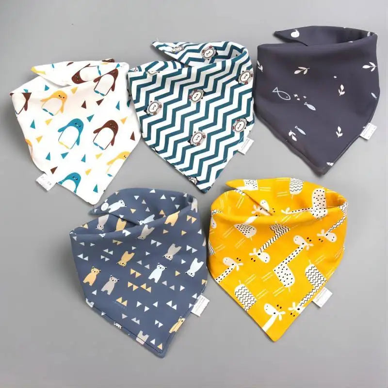 Pure Cotton Bandana Baby Bibs 5-Piece Set